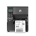 Zebra ZT230 industrial label printer head-on with media